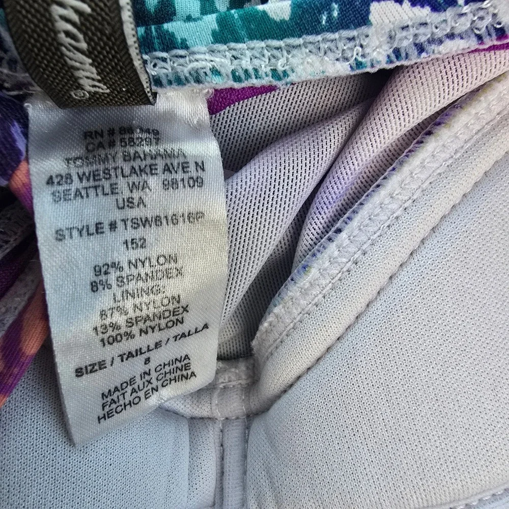 Tommy Bahama 77B Womens Purple Ombre Geometric Ruched One Piece Swimsuit‎ Size 8